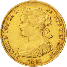 Spain, Isabel II, 100 Reales, 1861, AU(50-53), Gold, KM:605.2