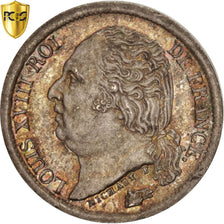 Moneda, Francia, Louis XVIII, 1/2 Franc, 1823, Lille, PCGS, MS65, FDC, Plata