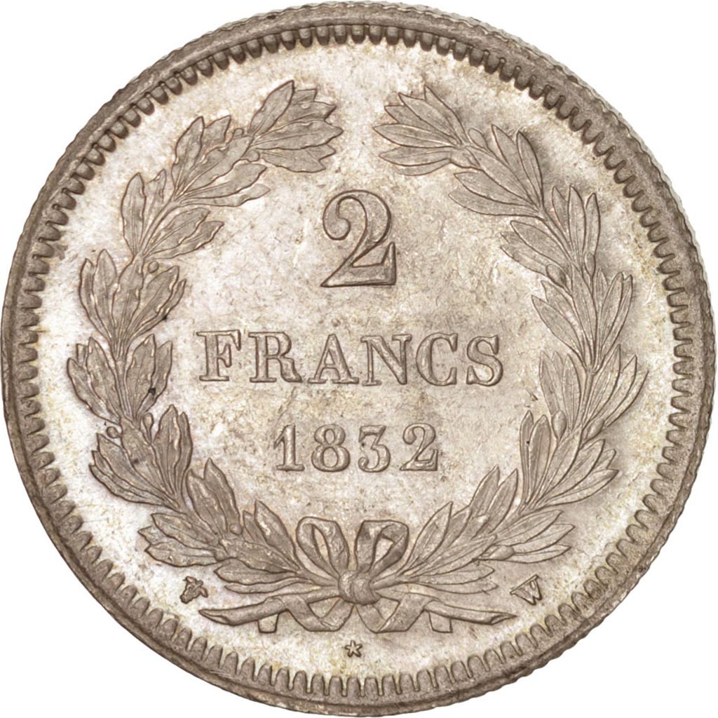 France, Louis-Philippe, 2 Francs, 1832, Lille, MS(63), Silver, KM:743.13