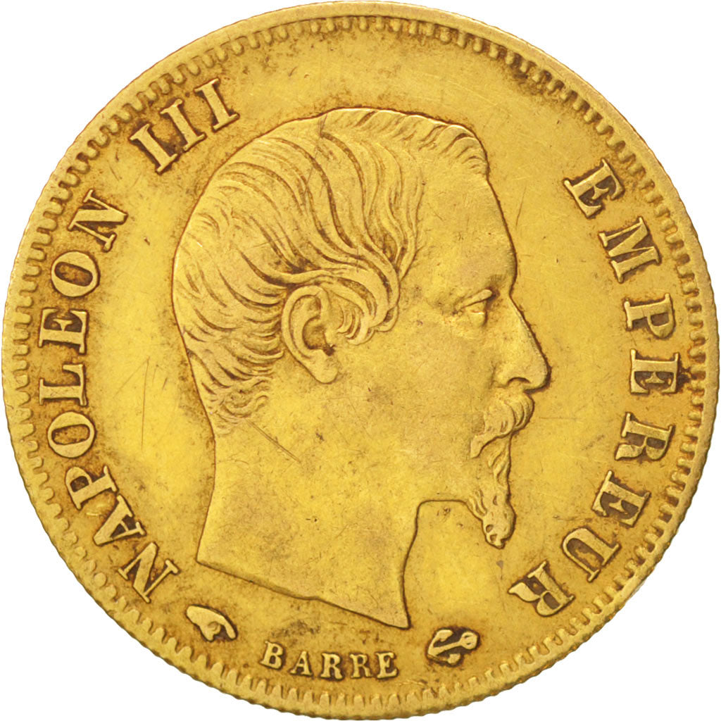 France, 5 Francs, 1858, Paris, TTB, Or, KM:787.1, Gadoury:1001