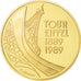 France, Tour Eiffel, 5 Francs, 1989, Paris, MS(65-70), Gold, KM:968b