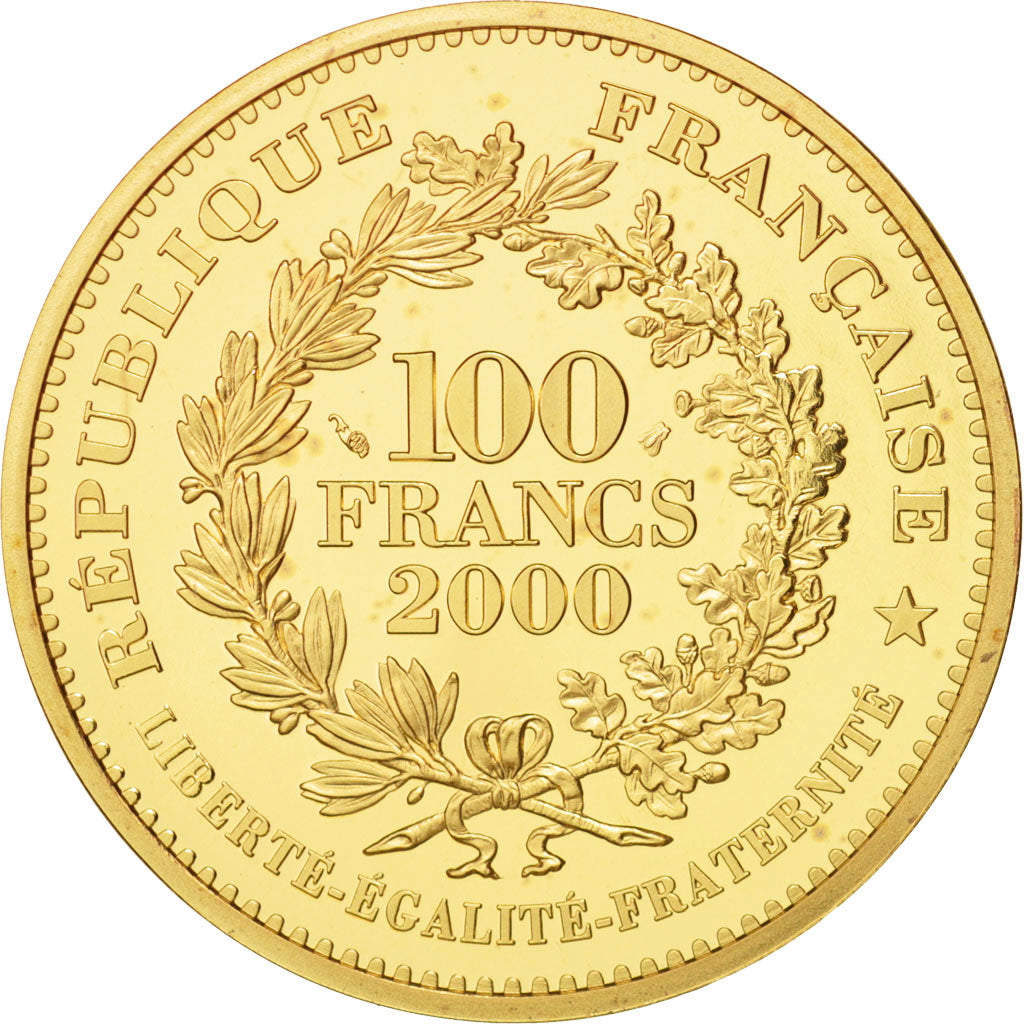 Coin, France, Franc à cheval, 100 Francs, 2000, Paris, MS(65-70), Gold