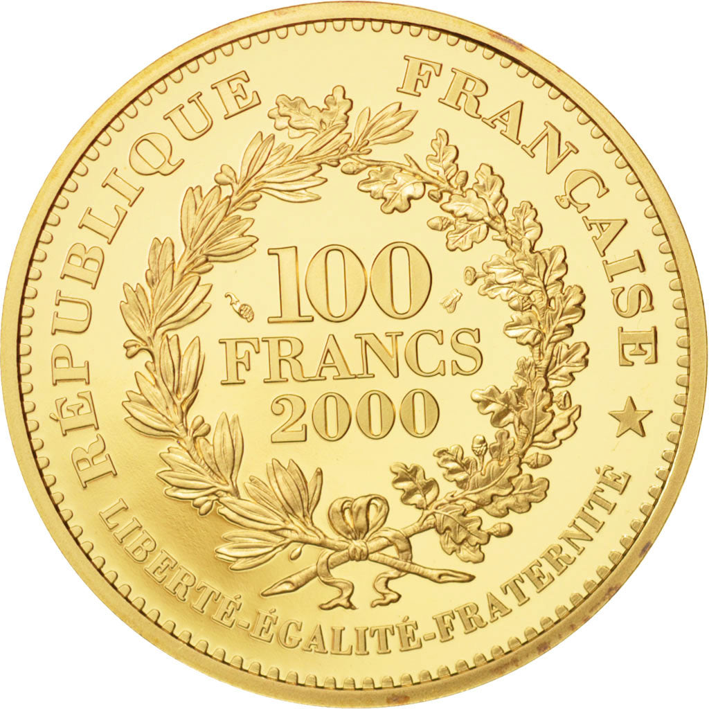 Münze, Frankreich, Denier de Charlemagne, 100 Francs, 2000, Paris, STGL, Gold