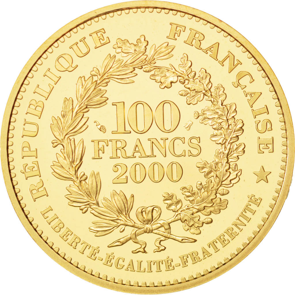 Coin, France, Marianne de Chaplain, 100 Francs, 2000, Paris, MS(65-70), Gold
