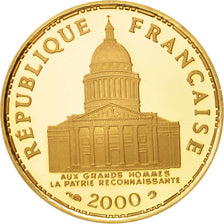 Moneta, Francia, Panthéon, 100 Francs, 2000, Paris, FDC, Oro