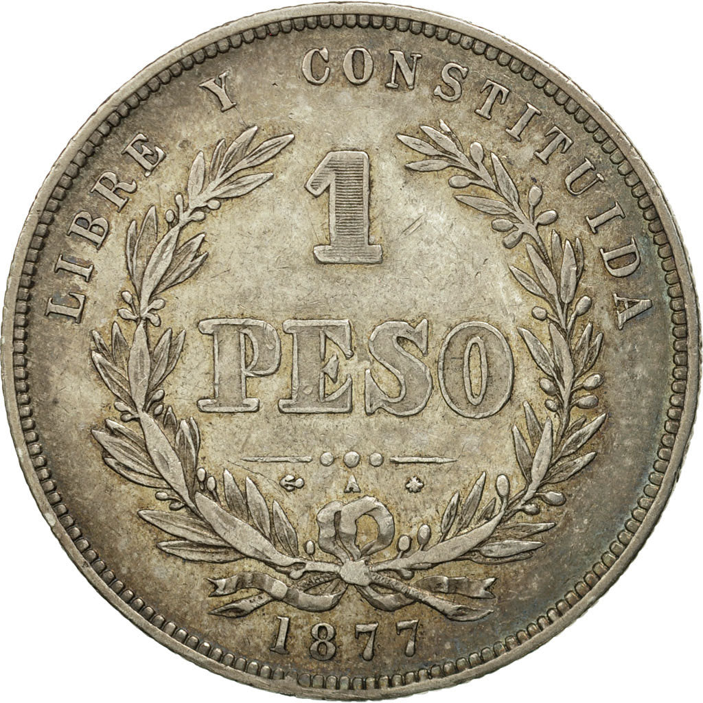 Uruguay, Peso, 1877, Paris, MBC+, Plata, KM:17