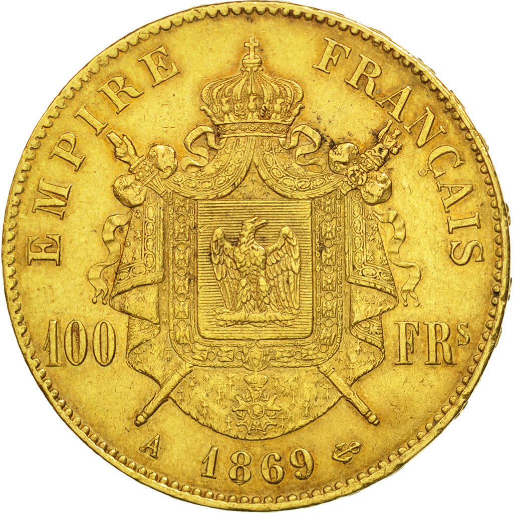 Coin, France, Napoleon III, Napoléon III, 100 Francs, 1869, Paris, AU(50-53)