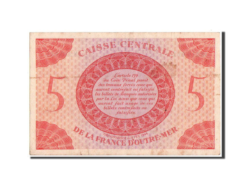 Reunion, 5 Francs, 1944, KM:36