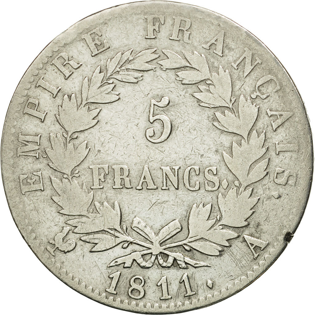 France, Napoléon I, 5 Francs, 1811, Paris, TB, Argent, KM:694.1, Gadoury:584