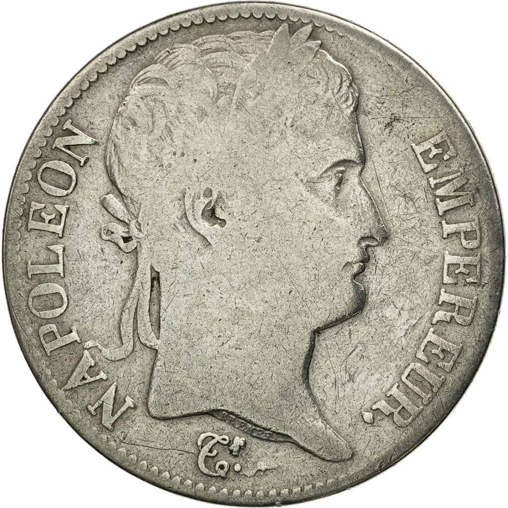 Francia, Napoléon I, 5 Francs, 1814, Paris, BC, Plata, KM:694.1, Gadoury:584