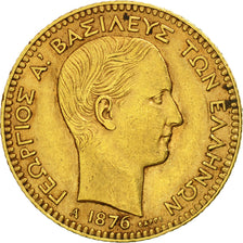 Moneta, Grecja, George I, 20 Drachmai, 1876, Paris, AU(50-53), Złoto, KM:49