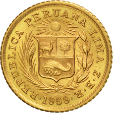 Perú, 1/5 Libra, Pound, 1959, Lima, SC, Oro, KM:210