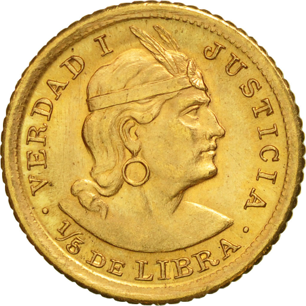 Perú, 1/5 Libra, Pound, 1959, Lima, SC, Oro, KM:210