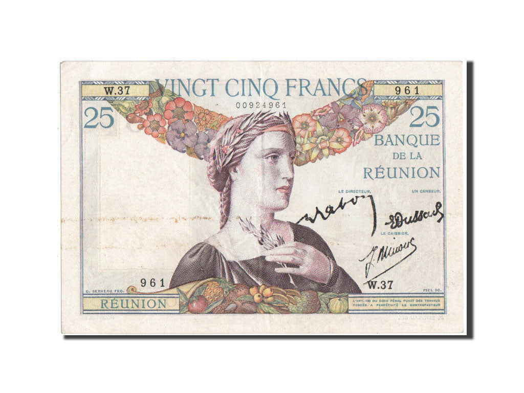 Banknote, Réunion, 25 Francs, 1944, KM:23, EF(40-45)