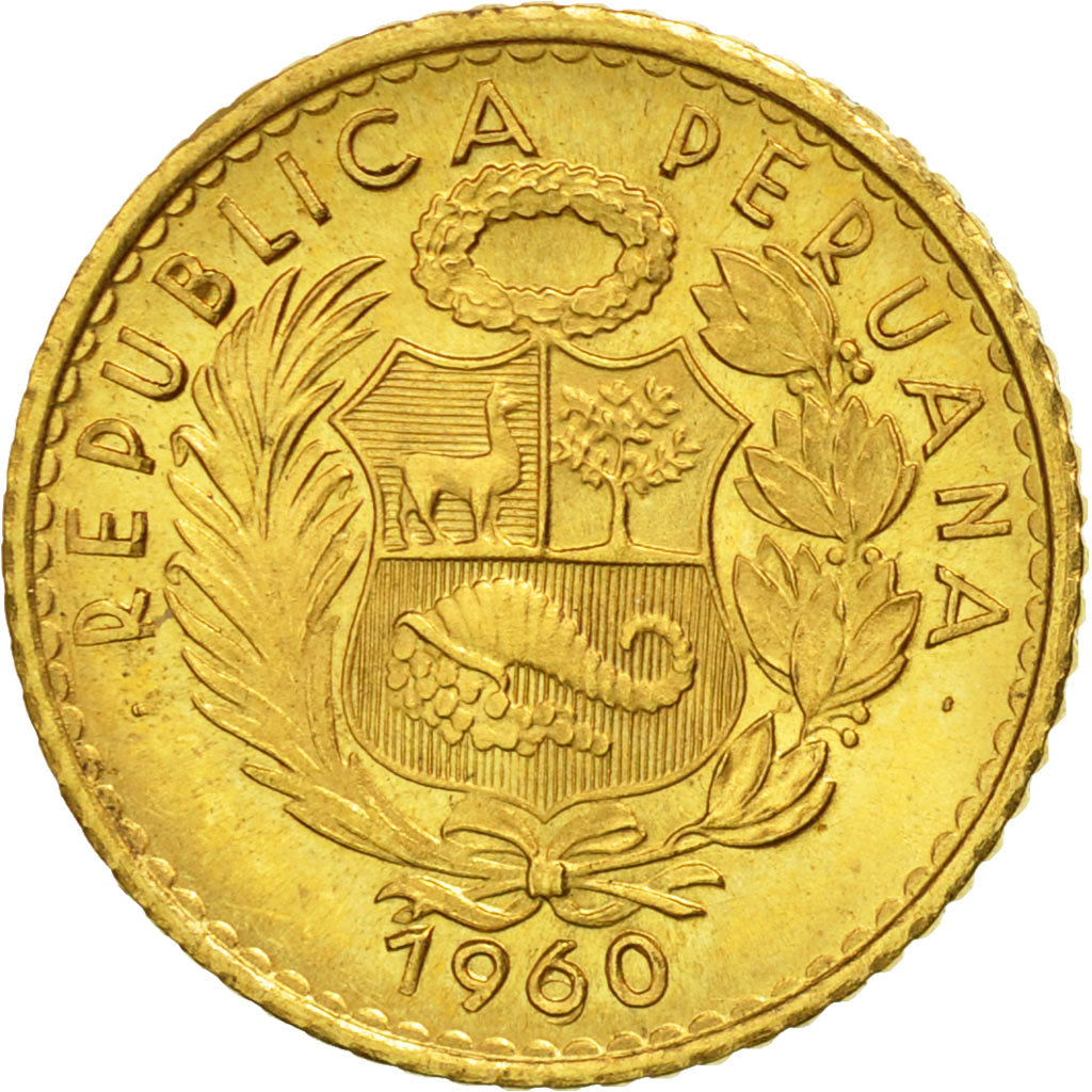 Perù, 5 Soles, 1960, Lima, SPL, Oro, KM:235