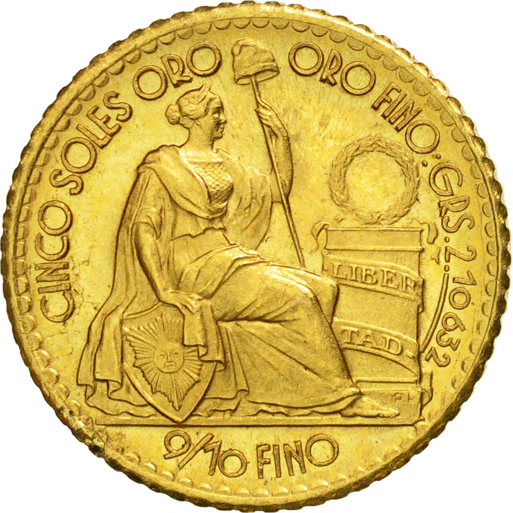 Perù, 5 Soles, 1960, Lima, SPL, Oro, KM:235