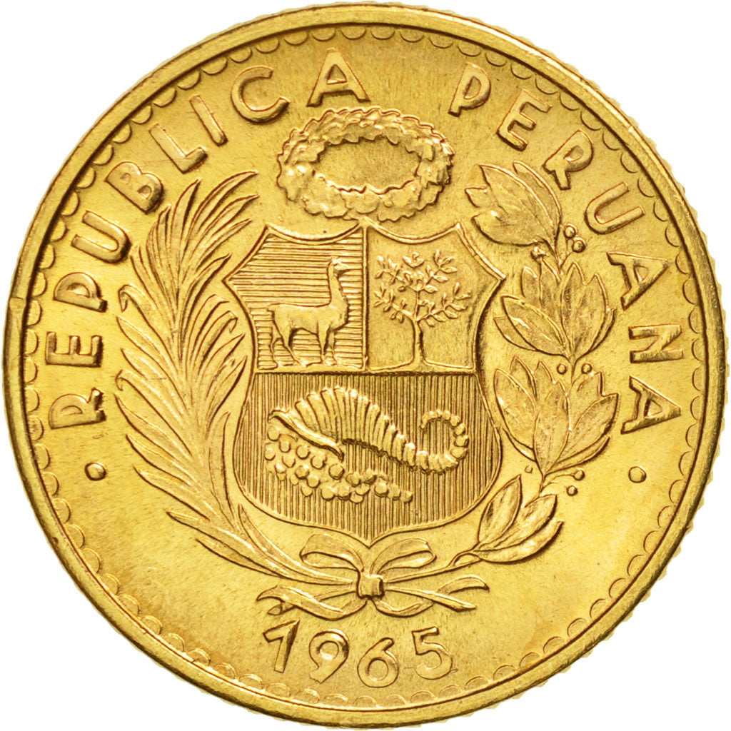 Peru, 10 Soles, 1965, Lima, UNZ, Gold, KM:236