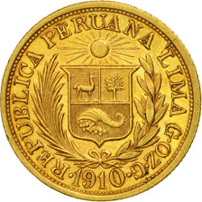 Peru, Libra, Pound, 1910, Lima, VZ, Gold, KM:207