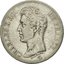 Moneda, Francia, Charles X, 5 Francs, 1825, Lille, BC+, Plata, KM:720.13