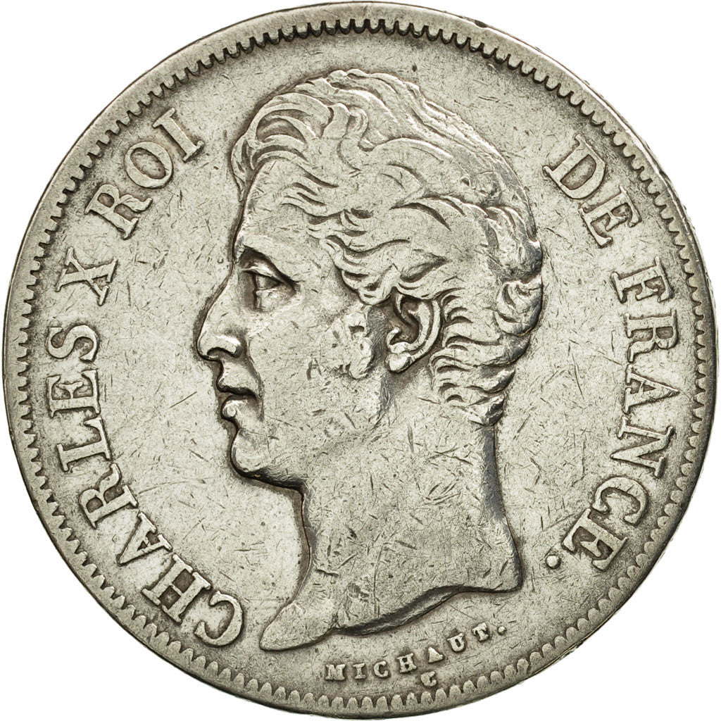 France, Charles X, 5 Francs, 1827, Paris, TTB, Argent, KM:728.1, Gadoury:644