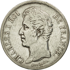 France, Charles X, 5 Francs, 1827, Paris, TTB, Argent, KM:728.1, Gadoury:644