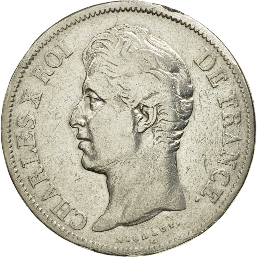 France, Charles X, 5 Francs, 1828, Paris, TB, Argent, KM:728.1, Gadoury:644