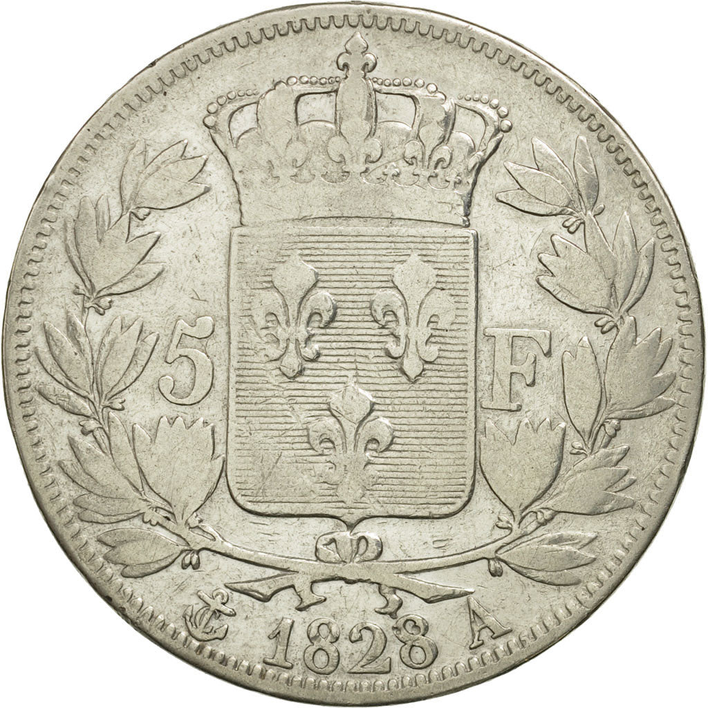France, Charles X, 5 Francs, 1828, Paris, TB, Argent, KM:728.1, Gadoury:644