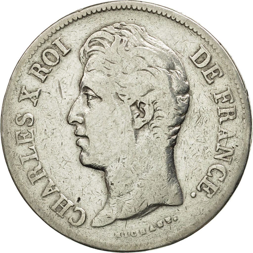Coin, France, Charles X, 5 Francs, 1829, Lyon, VF(20-25), Silver, KM:728.4