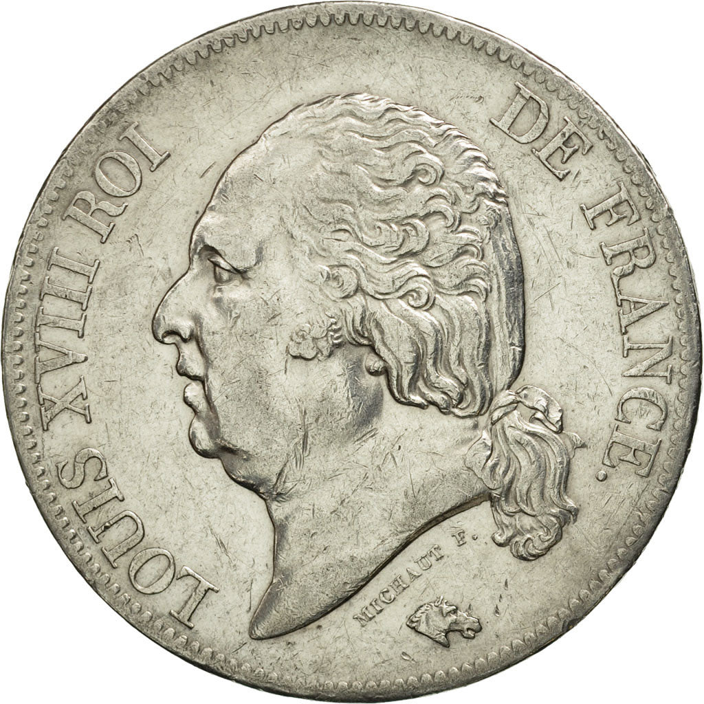 Moneda, Francia, Louis XVIII, Louis XVIII, 5 Francs, 1816, Paris, MBC+, Plata