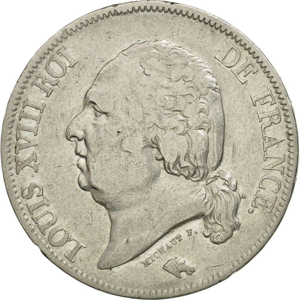 France, Louis XVIII, 5 Francs, 1817, Bordeaux, VF(20-25), Silver, KM:711.7