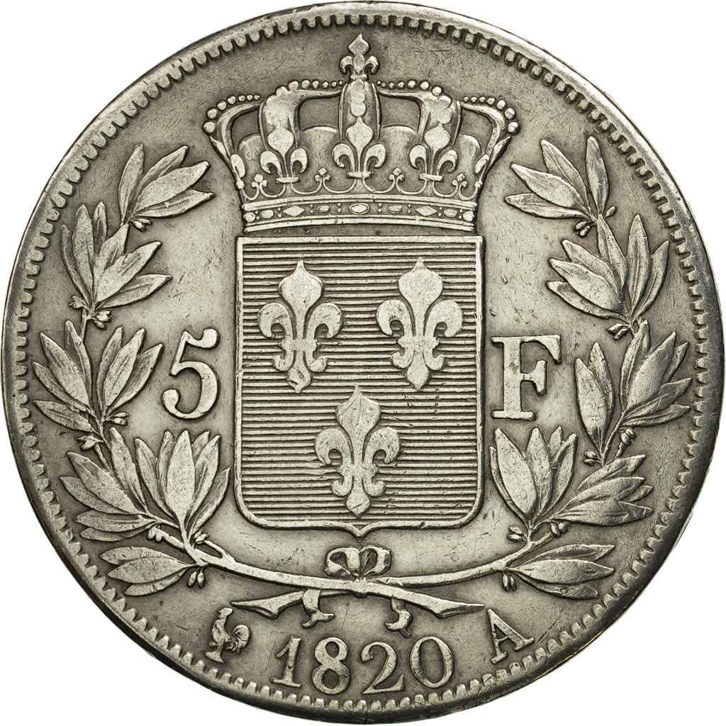 France, Louis XVIII, 5 Francs, 1820, Paris, TTB, Argent, KM:711.1