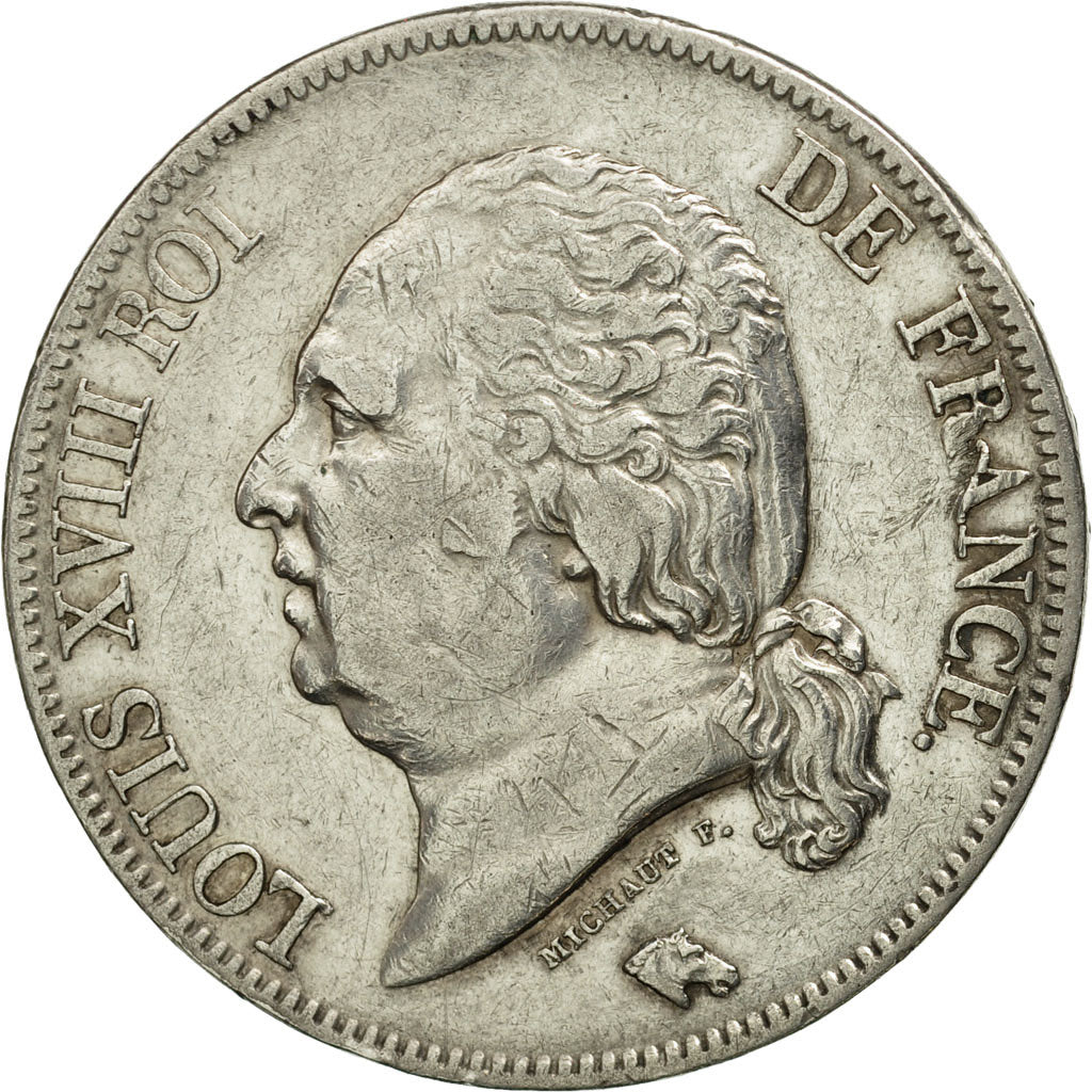 France, Louis XVIII, 5 Francs, 1823, Paris, EF(40-45), Silver, KM:711.1