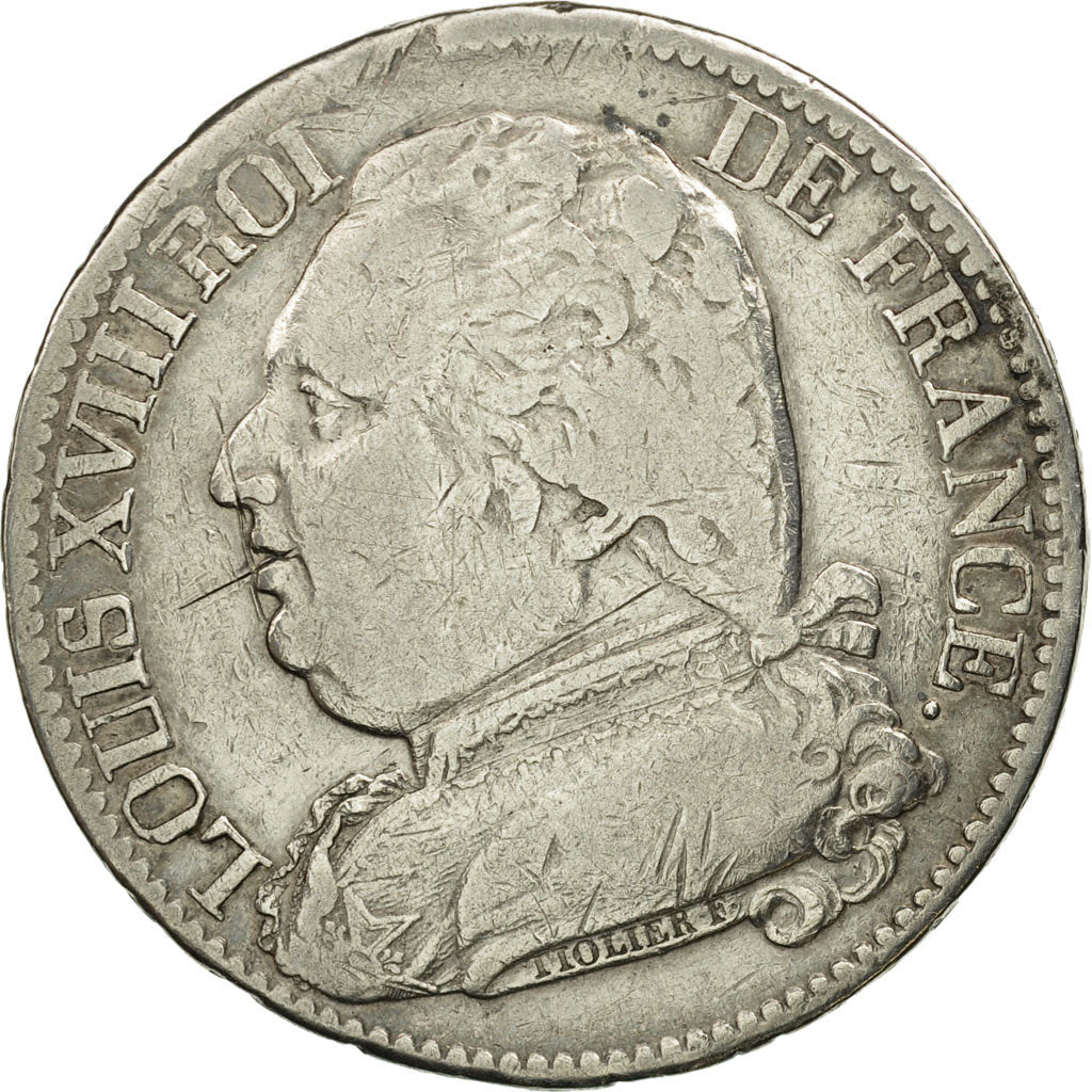 France, Louis XVIII, 5 Francs, 1814, Limoges, VF(20-25), Silver, KM:702.6