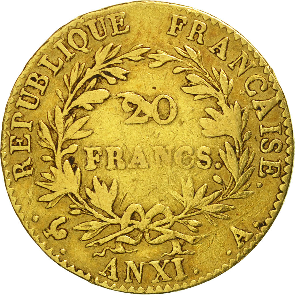 France, Napoléon I, 20 Francs, An XI, Paris, VF(20-25), Gold, KM:651