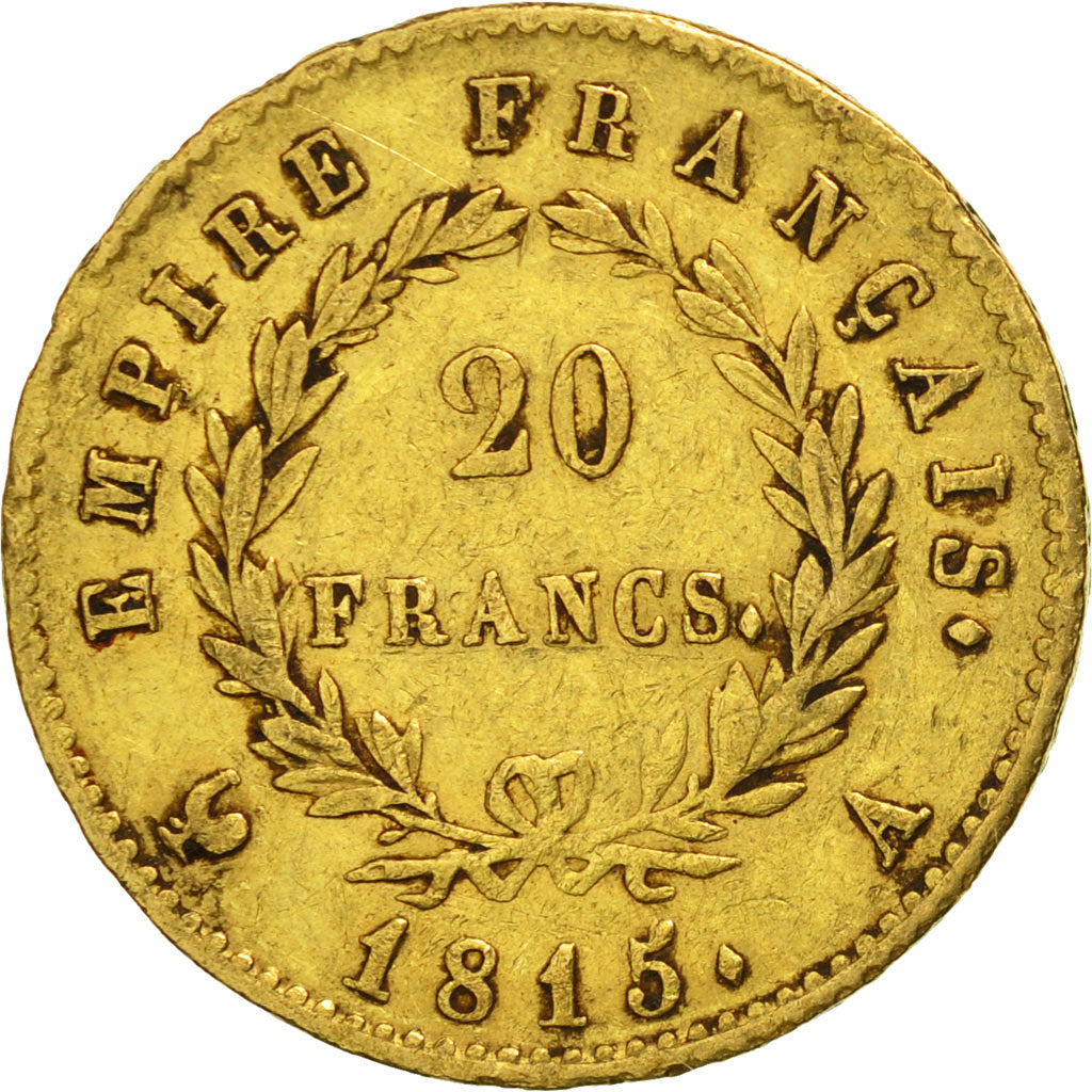 Moneta, Francia, 20 Francs, 1815, Paris, MB+, Oro, KM:705.1, Gadoury:1025a