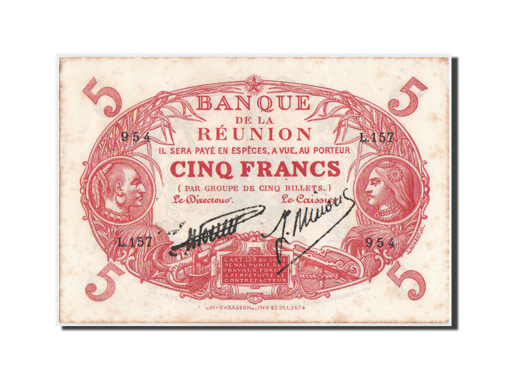 Banknote, Réunion, 5 Francs, 1938, KM:14, AU(50-53)