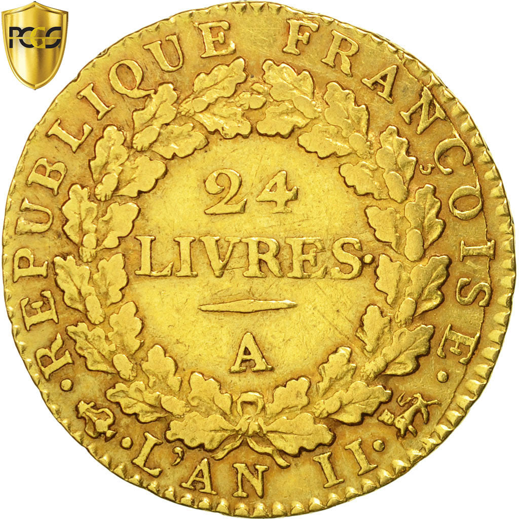 Monnaie, France, 24 livres Convention, 24 Livres, 1793, Paris, PCGS, XF40, TTB