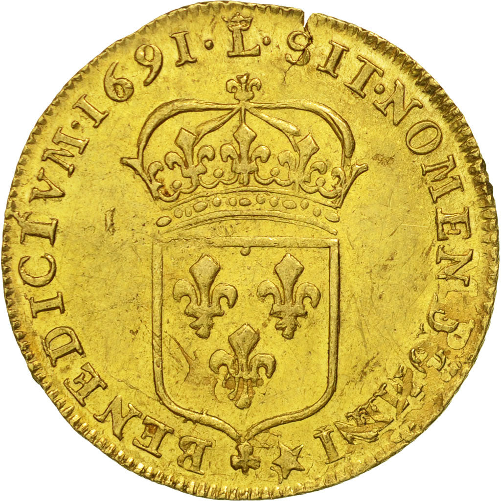 Coin, France, Louis XIV, Louis d'or à l'écu, Louis d'Or, 1691, Lille