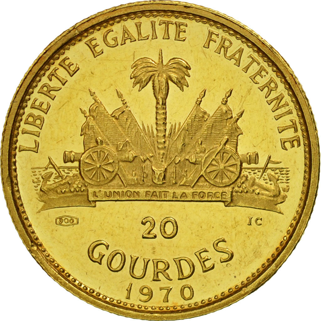 Coin, Haiti, 20 Gourdes, 1970, AU(55-58), Gold, KM:66