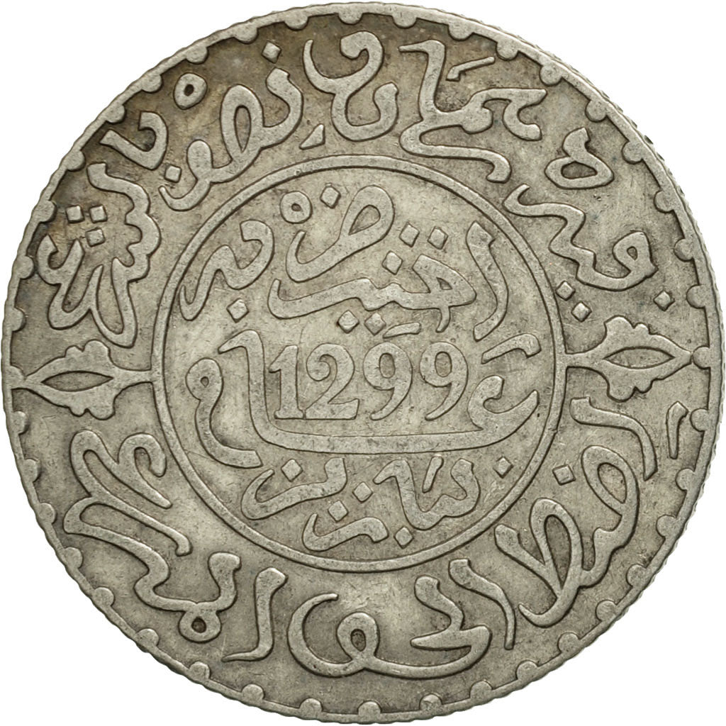 Coin, Morocco, Moulay al-Hasan I, 2-1/2 Dirhams, 1881, Paris, EF(40-45), Silver