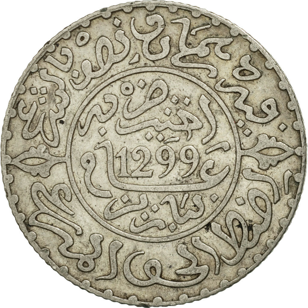 Coin, Morocco, Moulay al-Hasan I, 2-1/2 Dirhams, 1881, Paris, EF(40-45), Silver