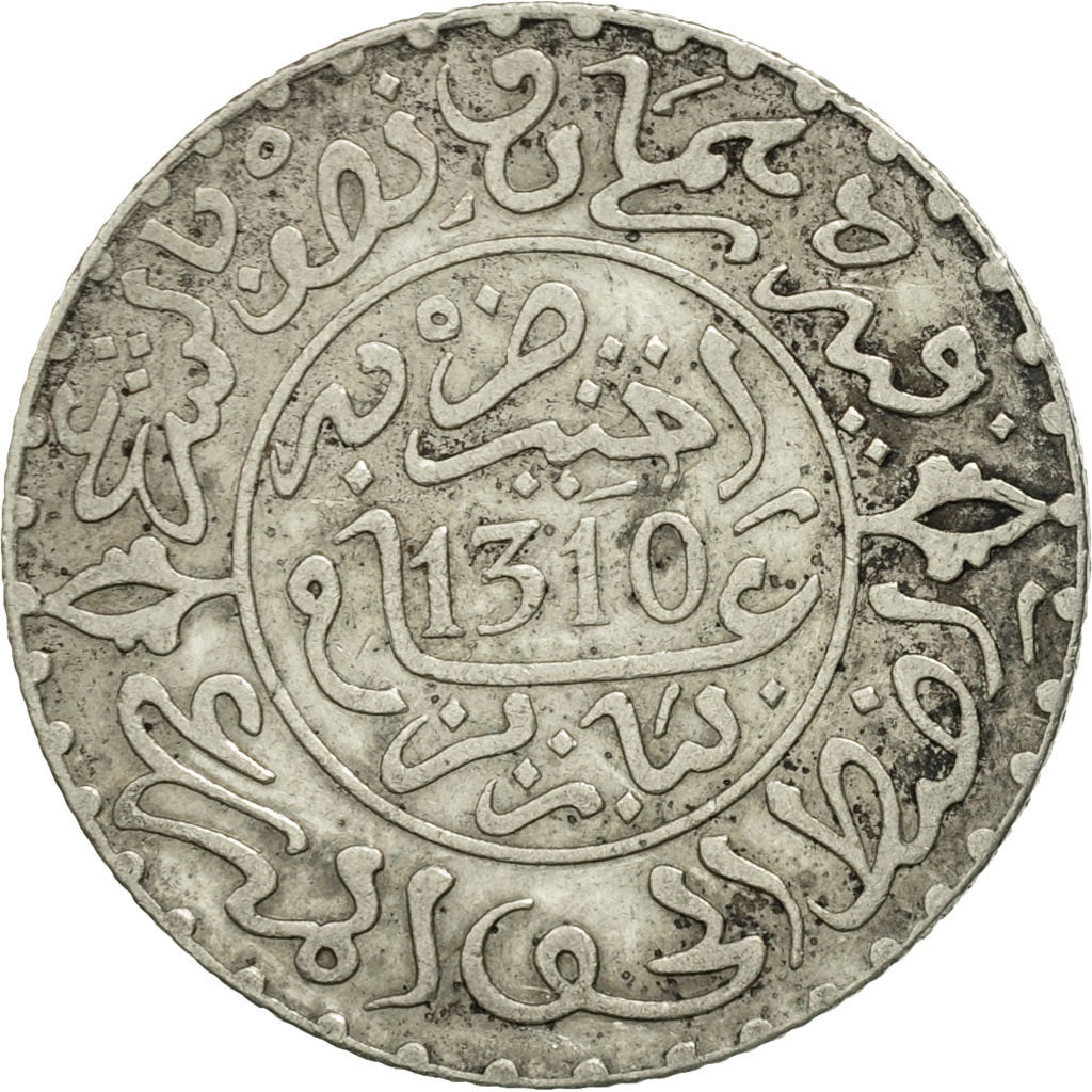 Coin, Morocco, Moulay al-Hasan I, 2-1/2 Dirhams, 1892, Paris, EF(40-45), Silver