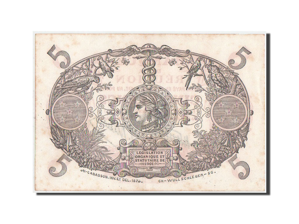 Billet, Réunion, 5 Francs, 1938, KM:14, TTB+