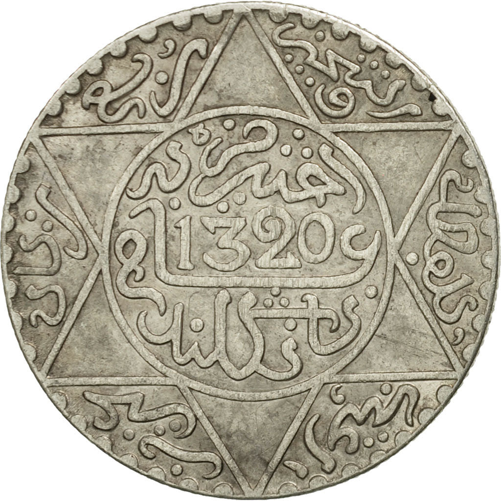 Morocco, 'Abd al-Aziz, 1/4 Rial, 2-1/2 Dirhams, 1902, London, EF(40-45), Silver