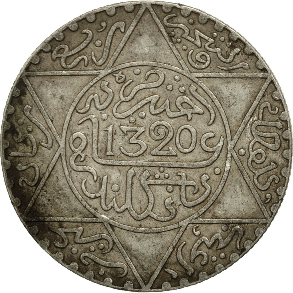 Marruecos, 'Abd al-Aziz, 1/4 Rial, 2-1/2 Dirhams, 1902, London, MBC, Plata