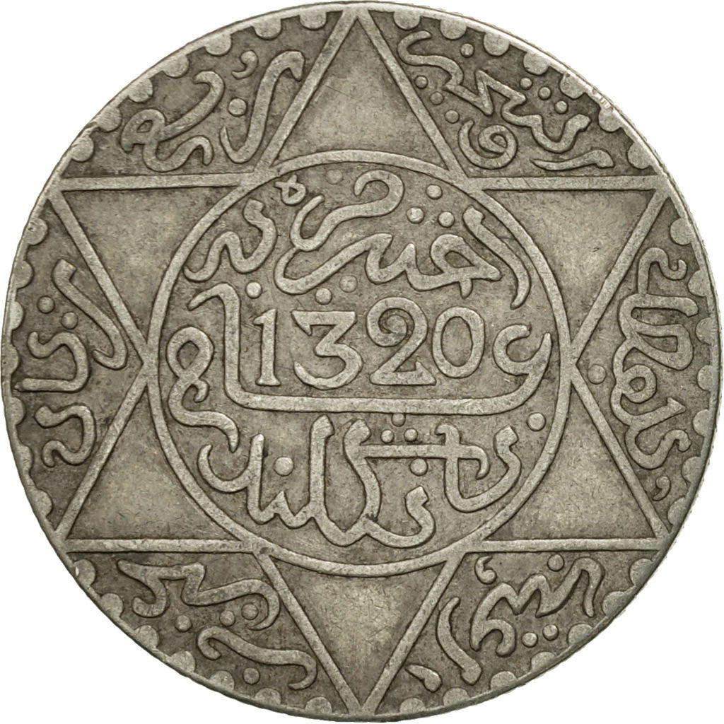 Morocco, 'Abd al-Aziz, 1/4 Rial, 2-1/2 Dirhams, 1902, London, EF(40-45), Silver