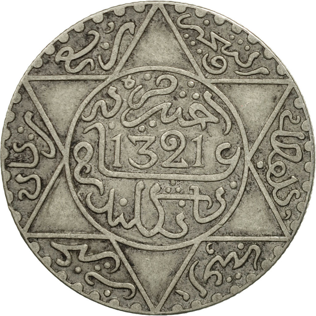 Coin, Morocco, 'Abd al-Aziz, 1/4 Rial, 2-1/2 Dirhams, 1903, London, EF(40-45)