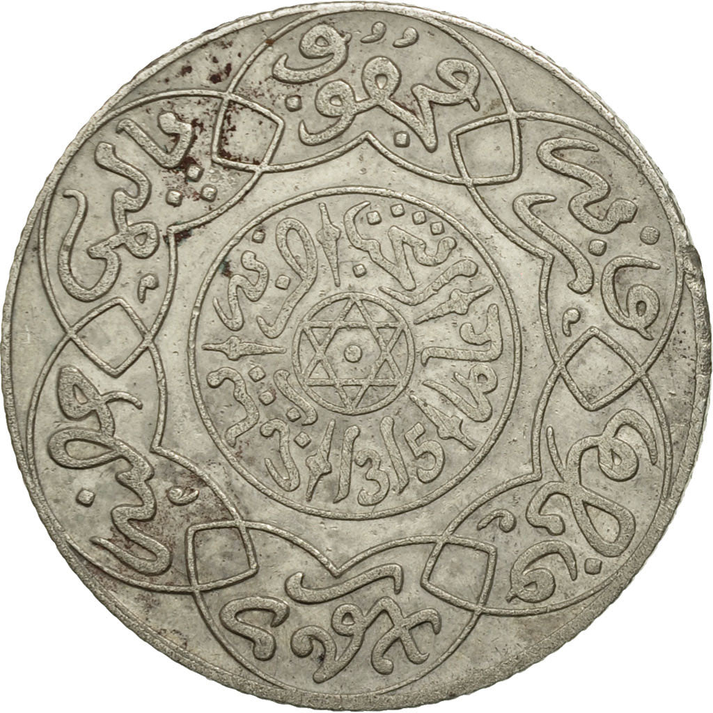 Morocco, 'Abd al-Aziz, 2-1/2 Dirhams, 1897, Paris, EF(40-45), Silver, KM:11.2