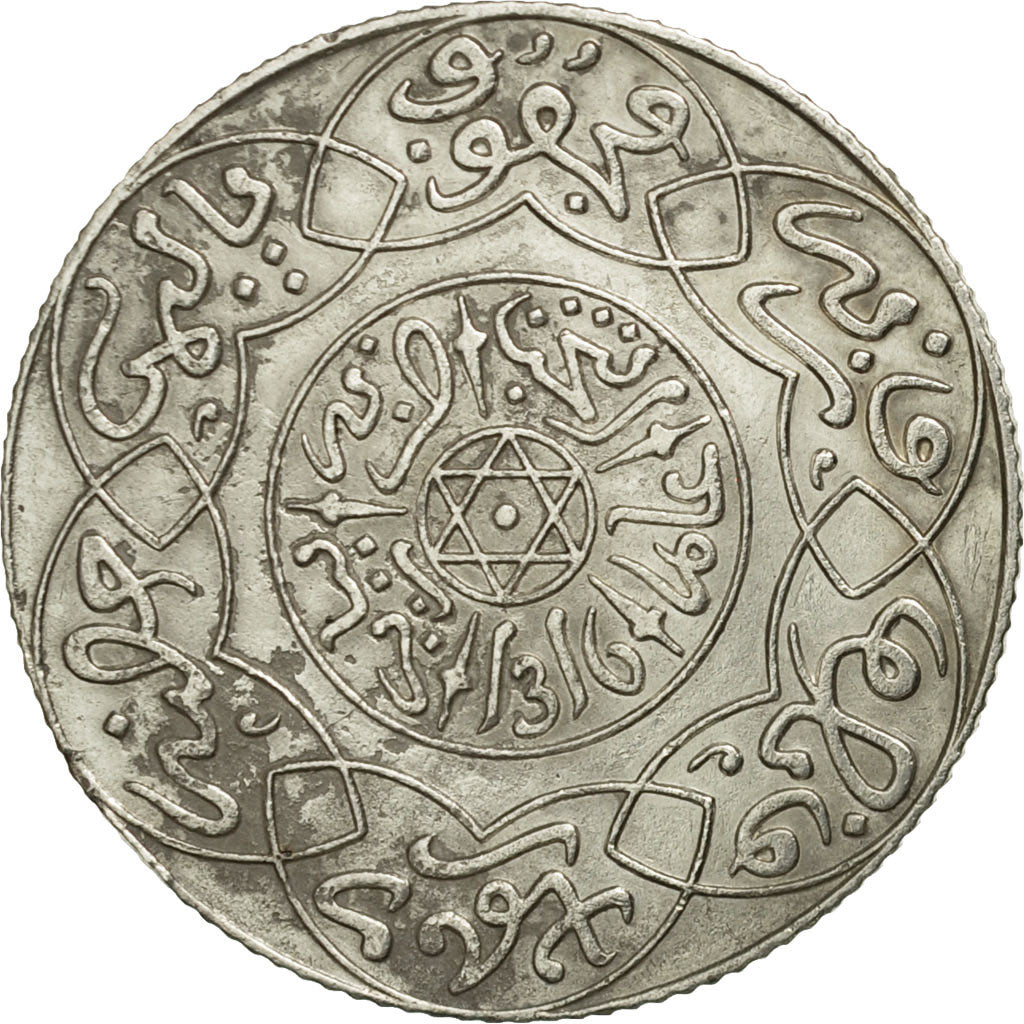 Morocco, 'Abd al-Aziz, 2-1/2 Dirhams, 1898, Paris, EF(40-45), Silver, KM:11.2