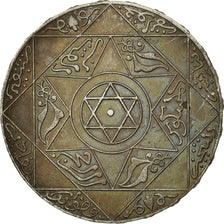 Morocco, 'Abd al-Aziz, 5 Dirhams, 1898, Paris, AU(50-53), Silver, KM:12.2